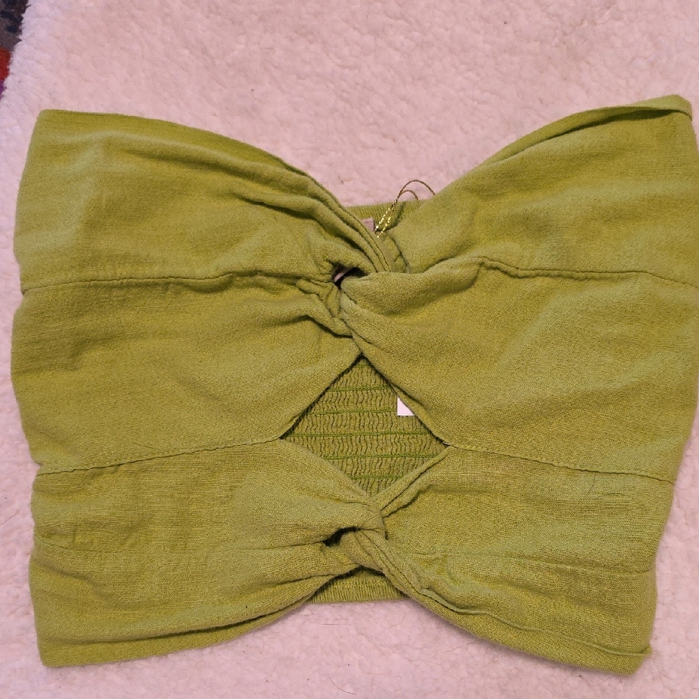 Green Twist Front Crop Top